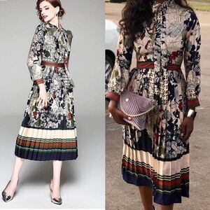 Floral Print Button up Casual A-line Midi Dress